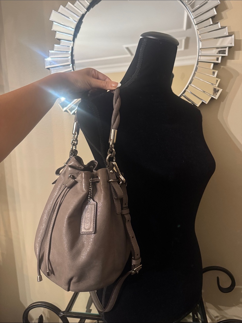 Coach Leather Bucket Shoulder Bag in Gray